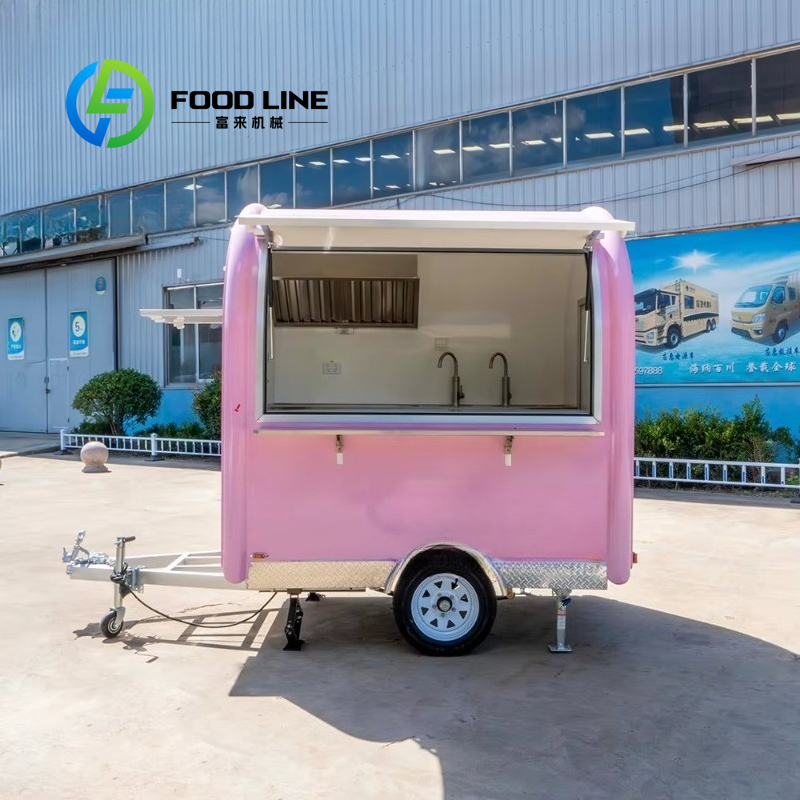 Commercial Kitchen Trailer - Customized Vintage Pink Mini Food Trailer
