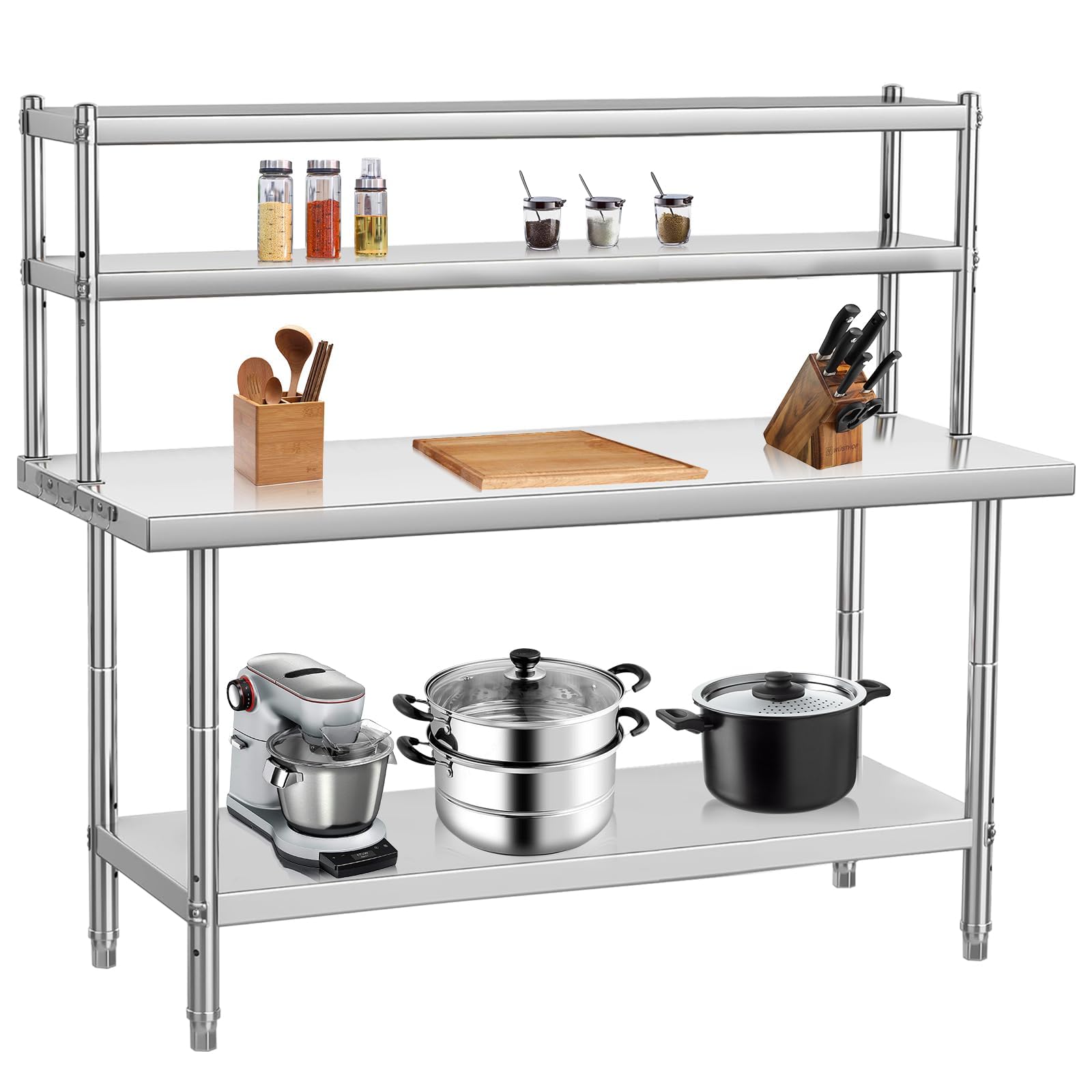 Commercial Kitchen Prep Table With Storage - 48x24 Heavy Duty Stainless Steel Work