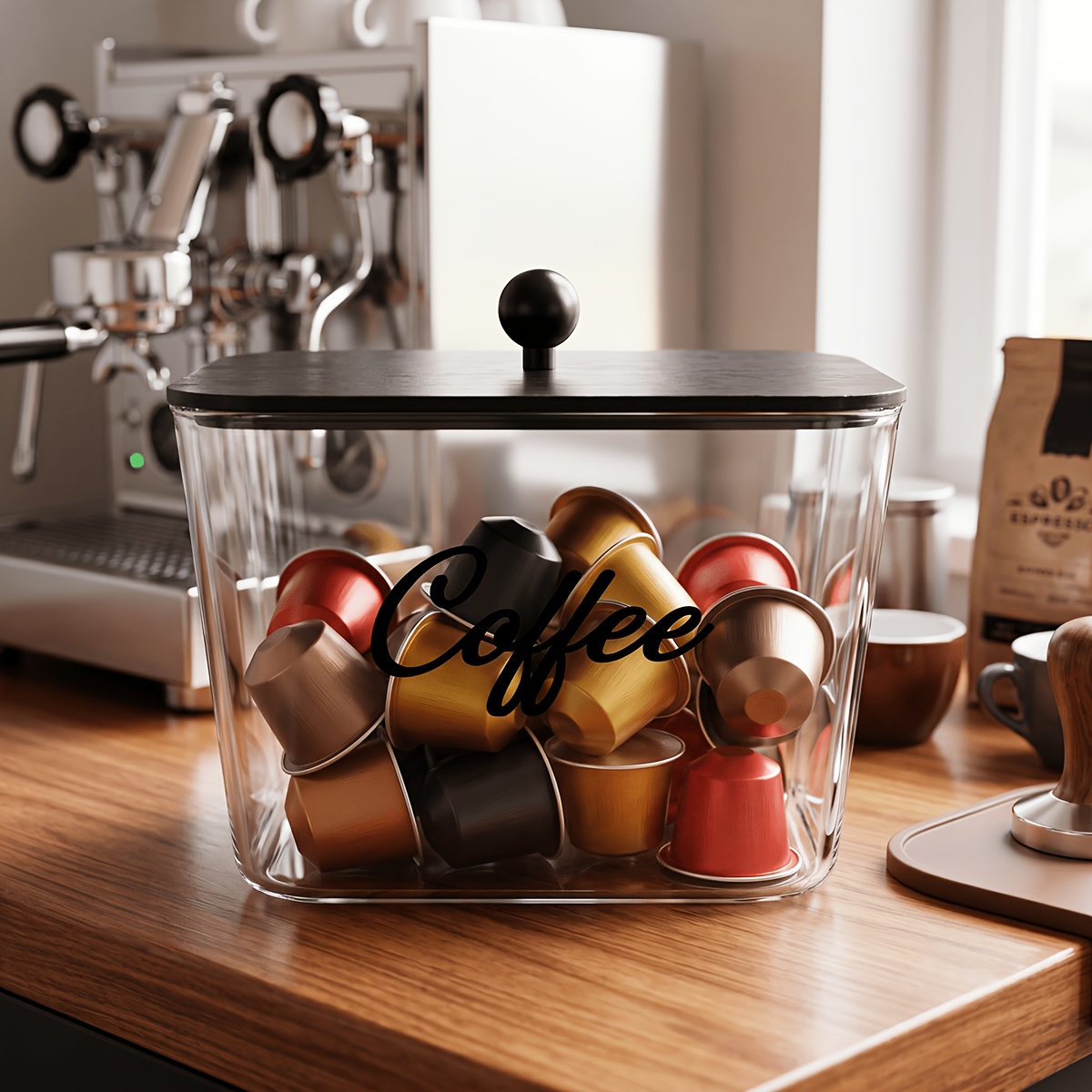 Commercial Kitchen Utensil Organizer - Coffee Pod Holder with Lids Plastic