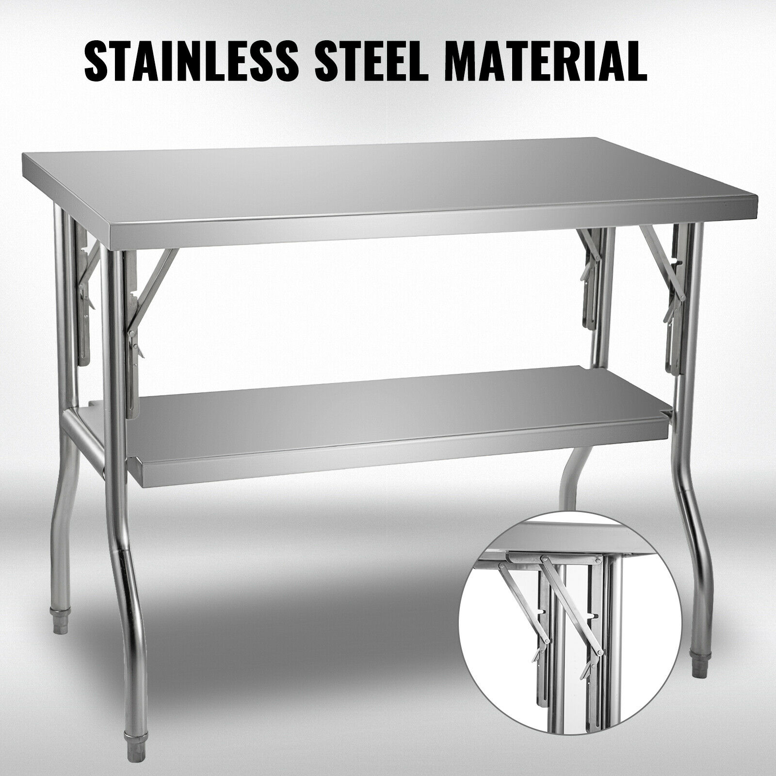 Commercial Kitchen Prep Table With Storage - Single/Double-Shelf Professional Stainless Steel Open Kitchen