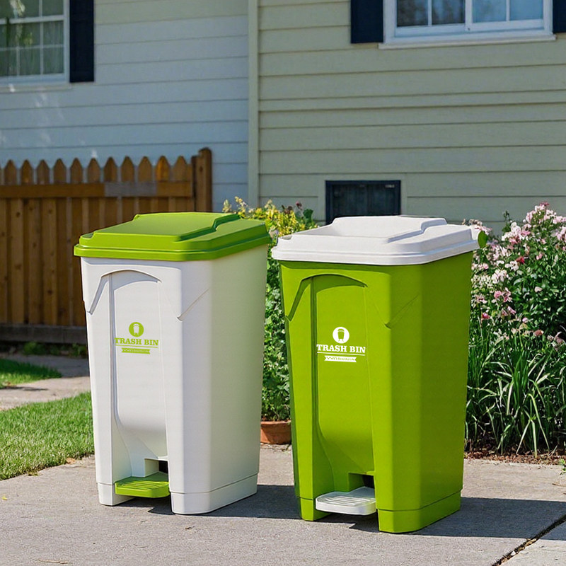 Commercial Kitchen Garbage Can - Large Outdoor Step Trash Can, Heavy