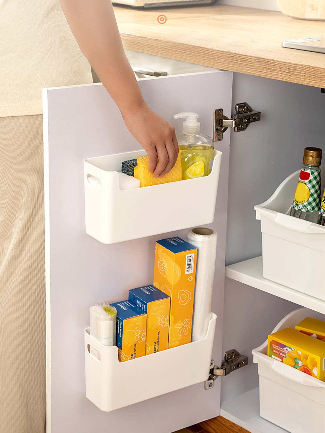 Commercial Kitchen Utensil Organizer - Punch Free Cabinet Door Organizer Plastic