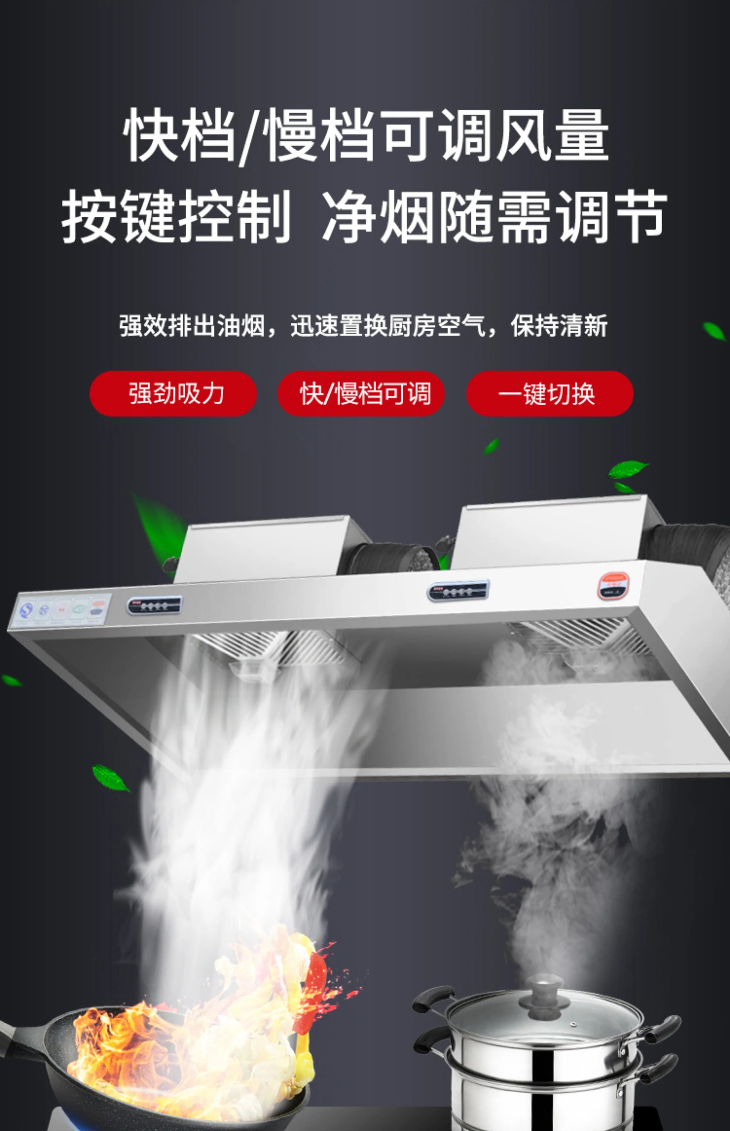 220V Stainless Steel Commercia - Commercial Kitchen Hood Exhaust Fans recension och pris