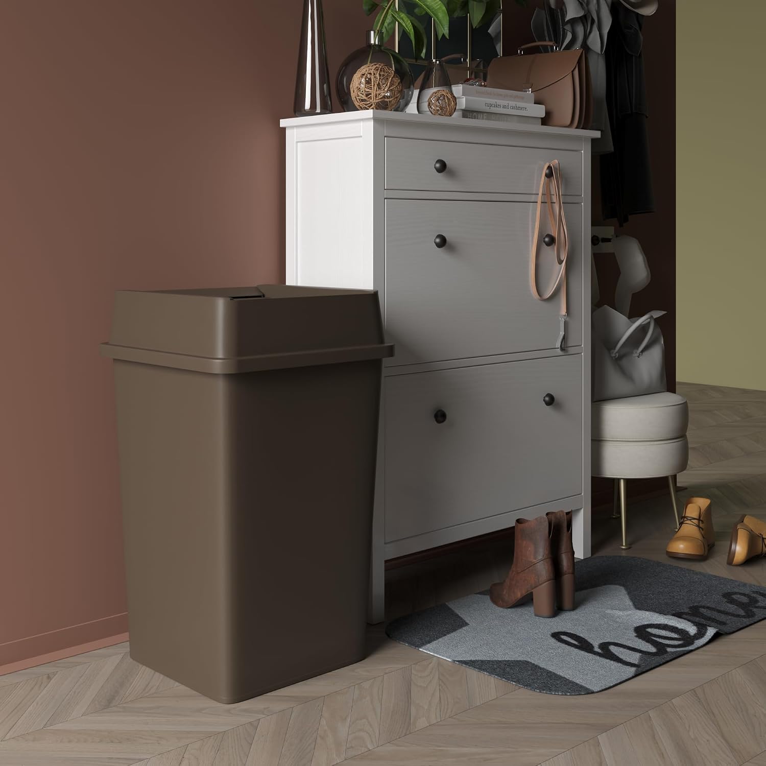 35 Gallon Brown Square Commerc - Commercial Kitchen Garbage Can recension och pris