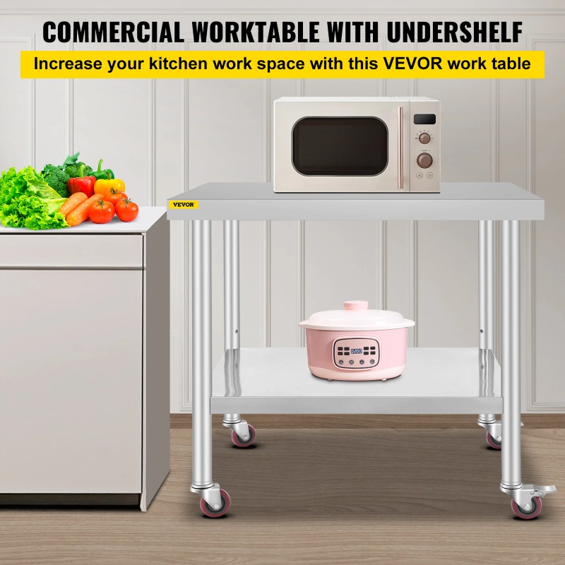 Stainless Steel Kitchen Prep T - Commercial Kitchen Prep Table With Storage recension och pris